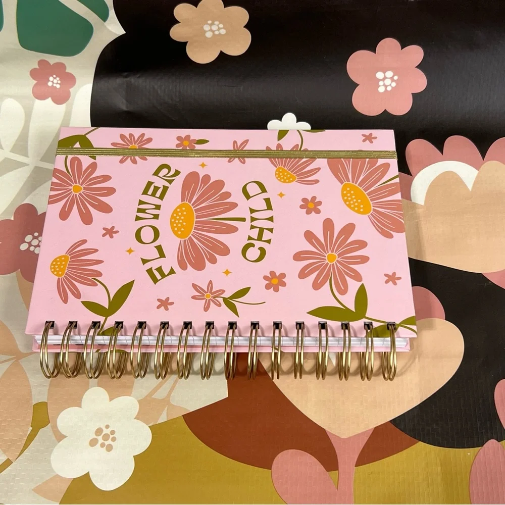 Daisy Flower Child Lined Spiral Hardcover Journal Floral Hippie 70’s Notebook